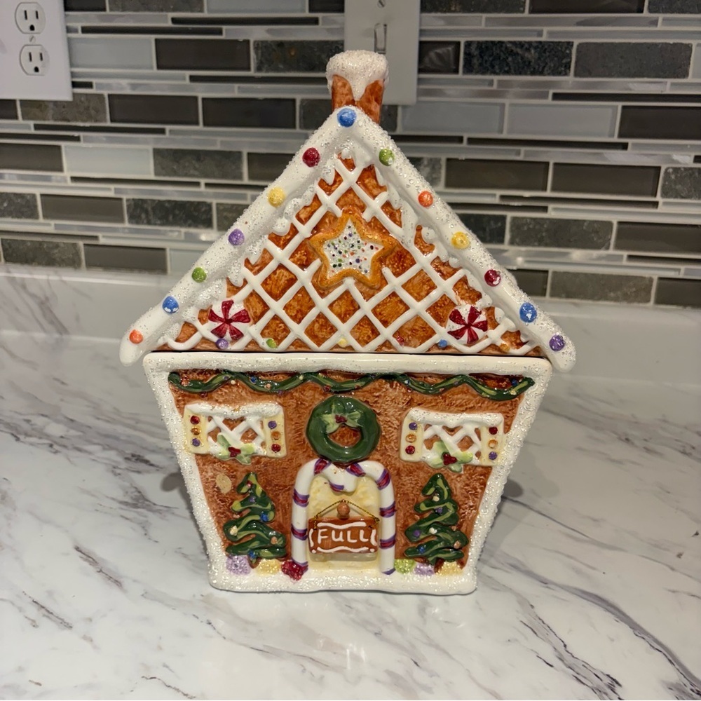 Vintage Princess House Gingerbread Cookie Jar Full & Empty sign Exclusive 2004